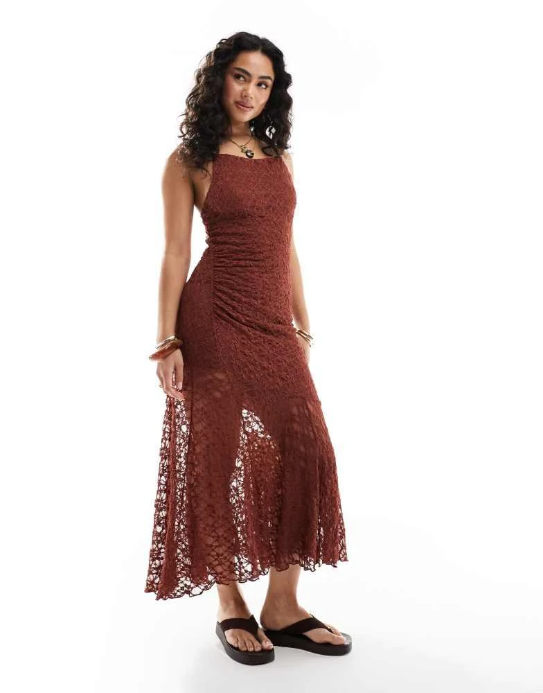 chinese dress ladies ALINA LACE UP DETAIL MAXI DRESS IN ORANGE – AKIRA main image 0