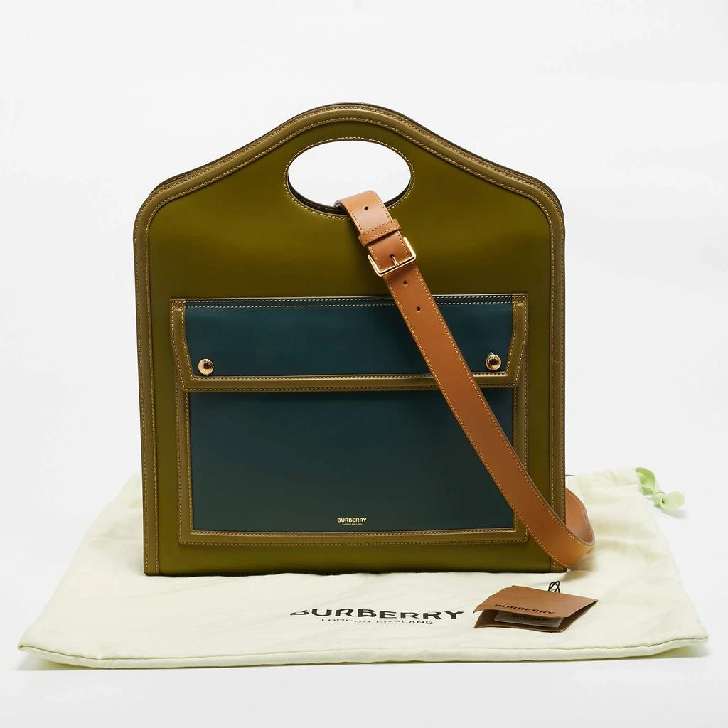 Burberry Burberry Juniper Green/Blue Leather Medium Pocket Tote 9