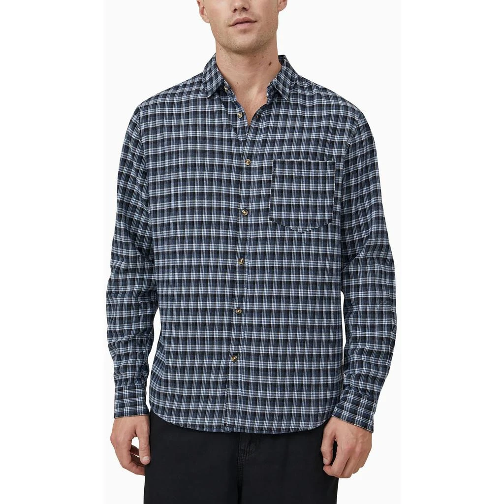 Cotton On Mens Cotton Checkered Button-Down Shirt 2