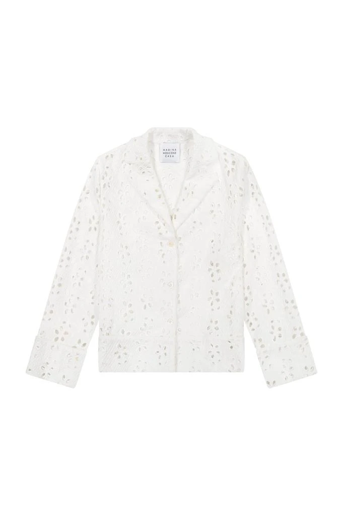 Marina Moscone Women
s Cotton Eyelet Pajama Set In White 2