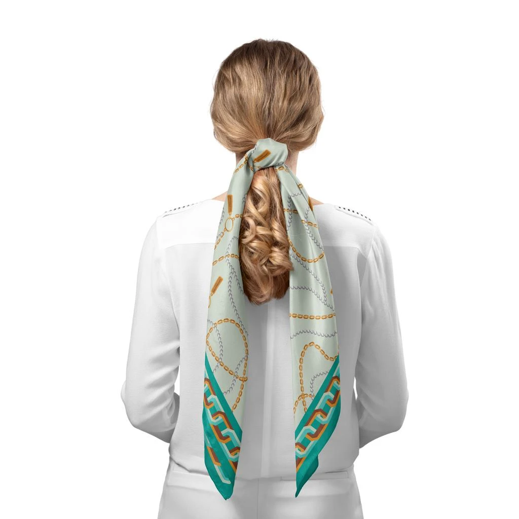 LePARMENTIER Paris Heritage Chain and Pearls Silk Square Scarf 5