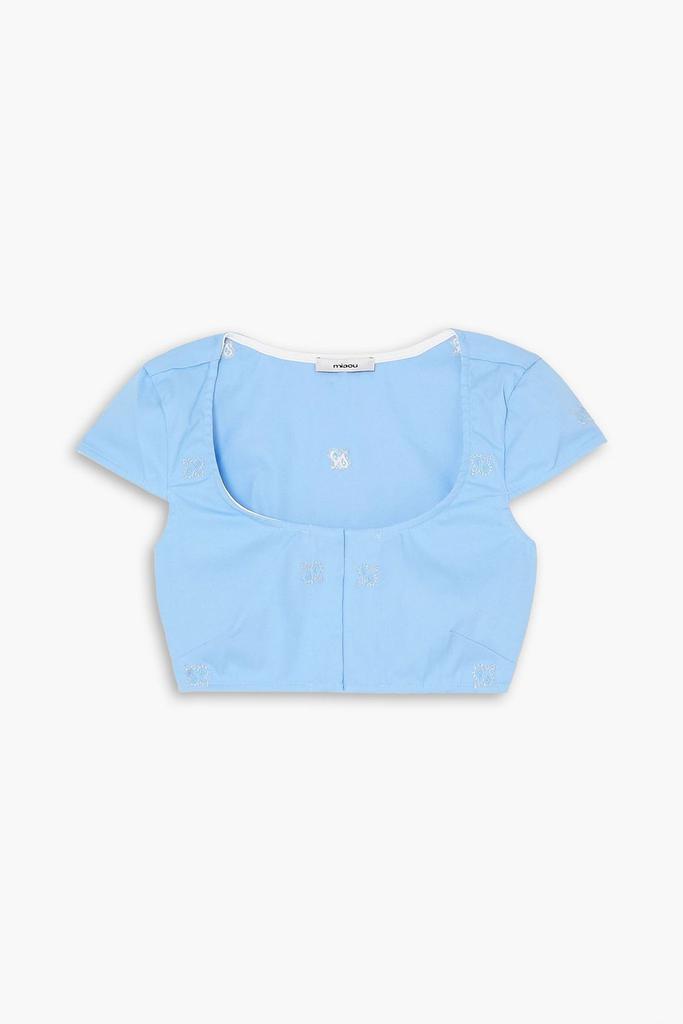 Miaou Jane cropped embroidered cotton-blend top