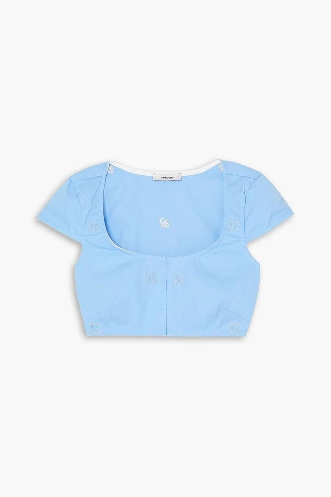 Miaou Jane cropped embroidered cotton-blend top 1