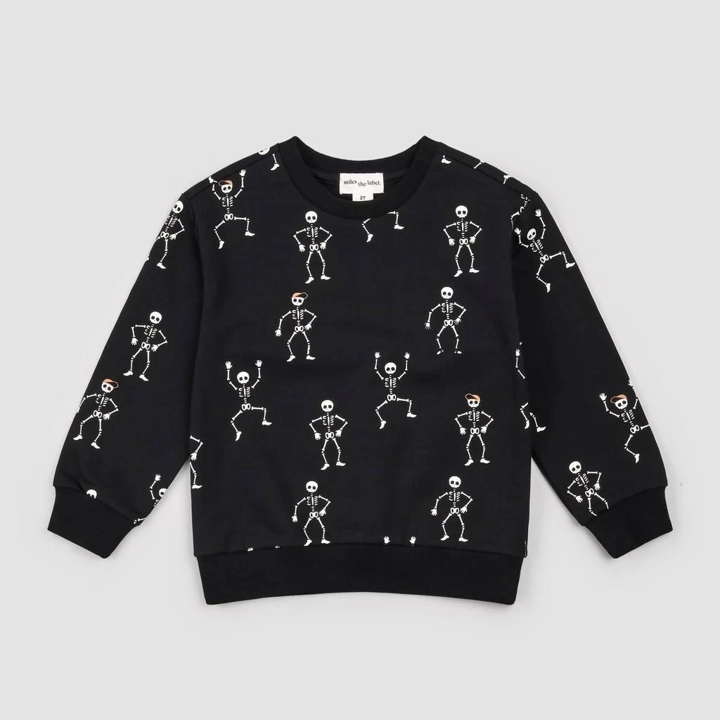 Miles the Label Boy
s Dancing Glow-In-The-Dark Skeletons Sweatshirt In Black