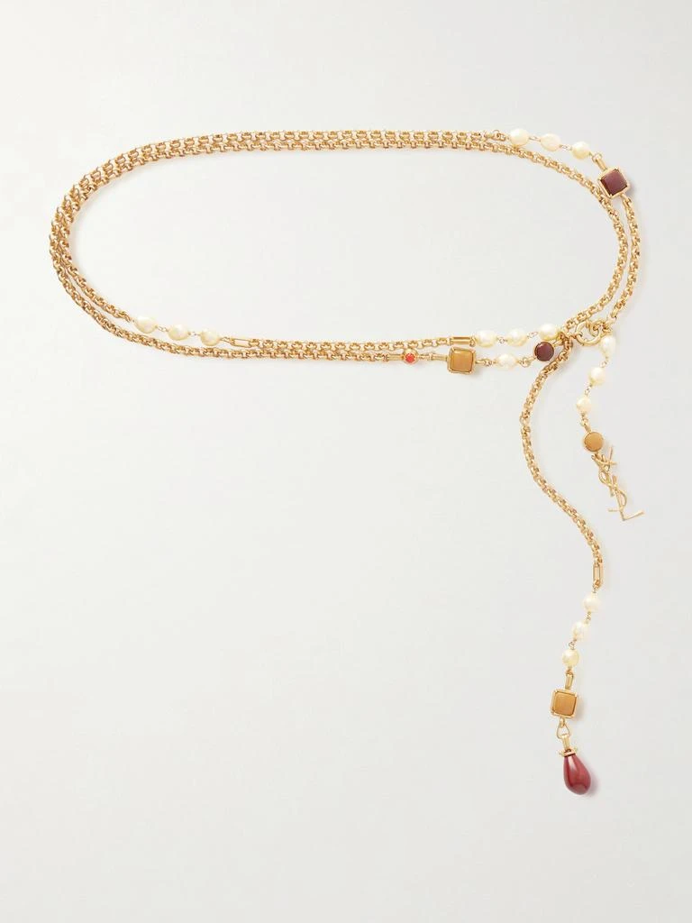 Yves Saint Laurent Cassandre Gold-tone And Resin Chain Belt