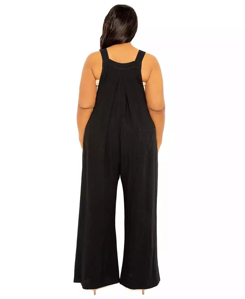 Buxom Couture women
s Plus Size Wide Leg Linen Jumpsuit 3