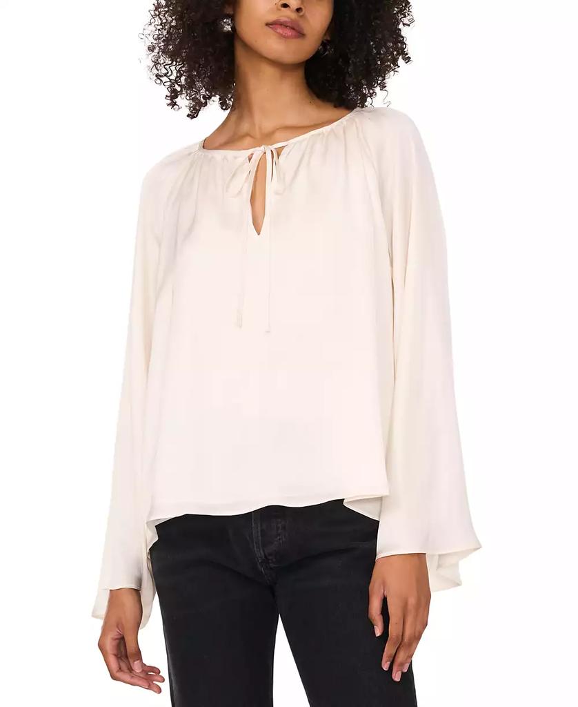 1. State Women's Wide Flutter-Sleeve Tie-Neck Top