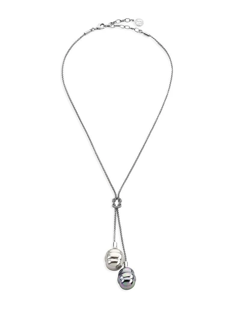 Majorica Tender Rhodium-Plated & Lab-Grown Baroque Pearls Knot Necklace 1