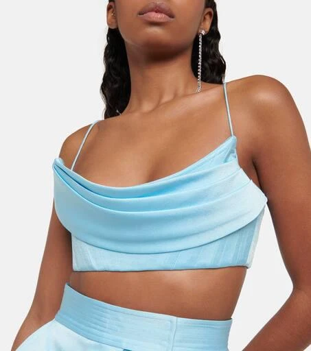 Alex Perry Carva satin crêpe crop top 4