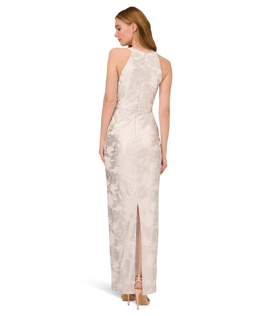 Adrianna Papell Long Sleeveless Foiled Halter Gown 2