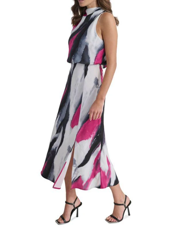 DKNY Draped Brushstroke-Print Midi-Dress 3