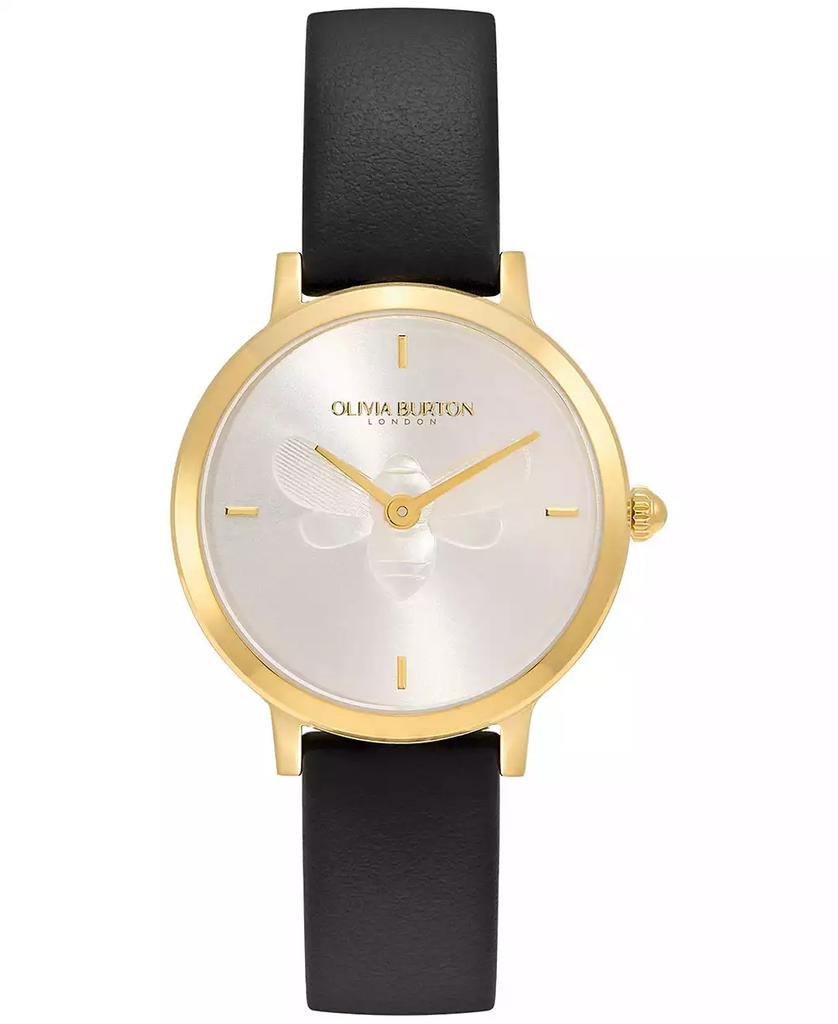 Olivia Burton Women's Ultra Slim Bee Black Leather Watch 28mm