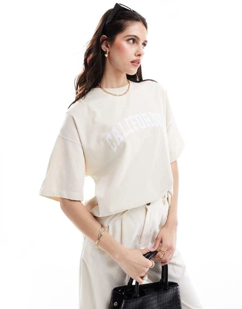 4th & Reckless 4th & Reckless California logo oversized t-shirt in cream 1