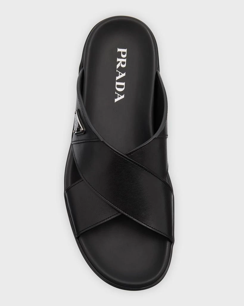 Prada Men's Leather Crisscross Slide Sandals 6