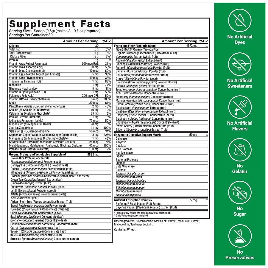 Force Factor Smarter Greens Daily Wellness Powder Unflavored 4