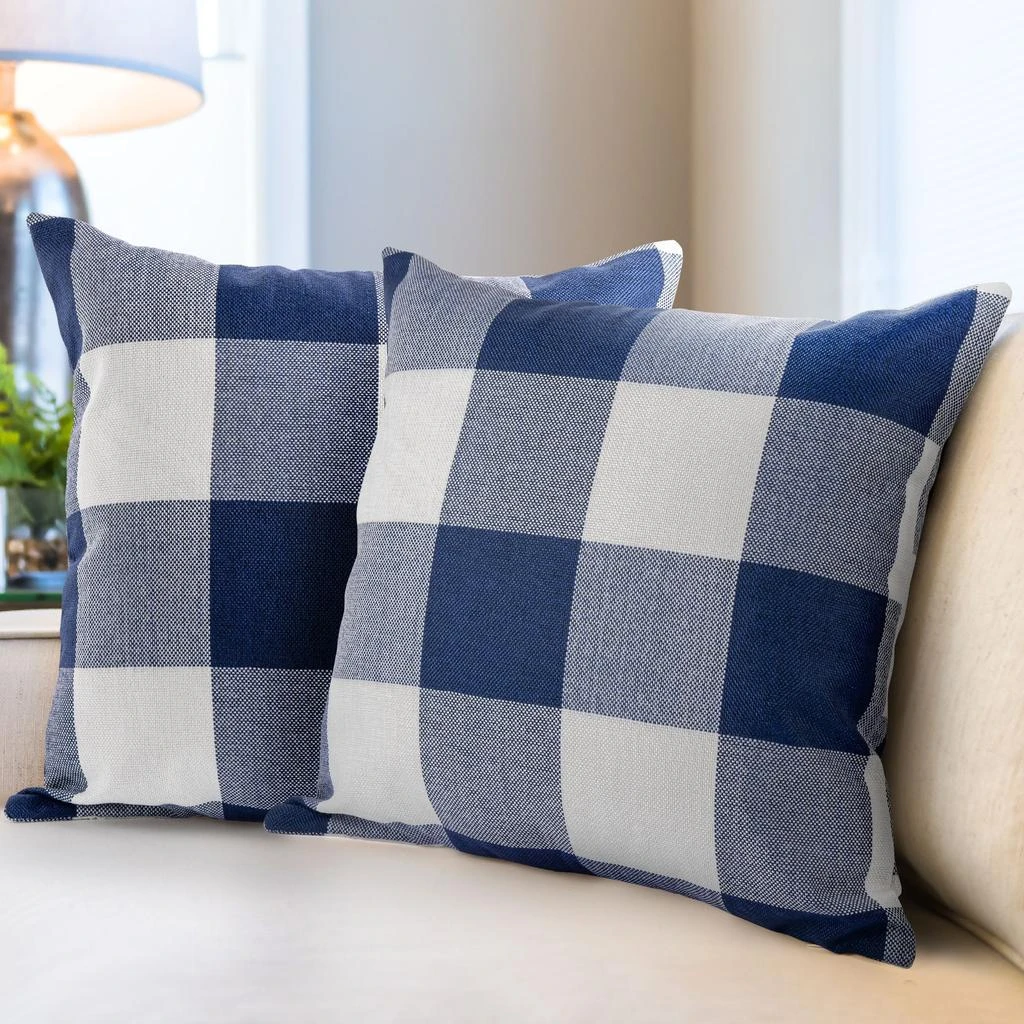 Zulay Kitchen Pack of 2 Buffalo Plaid Throw Pillow Covers 16x16 9