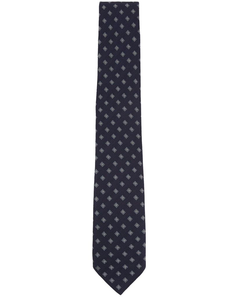 REISS Rimini Navy Textured Square Wool & Silk-Blend Tie