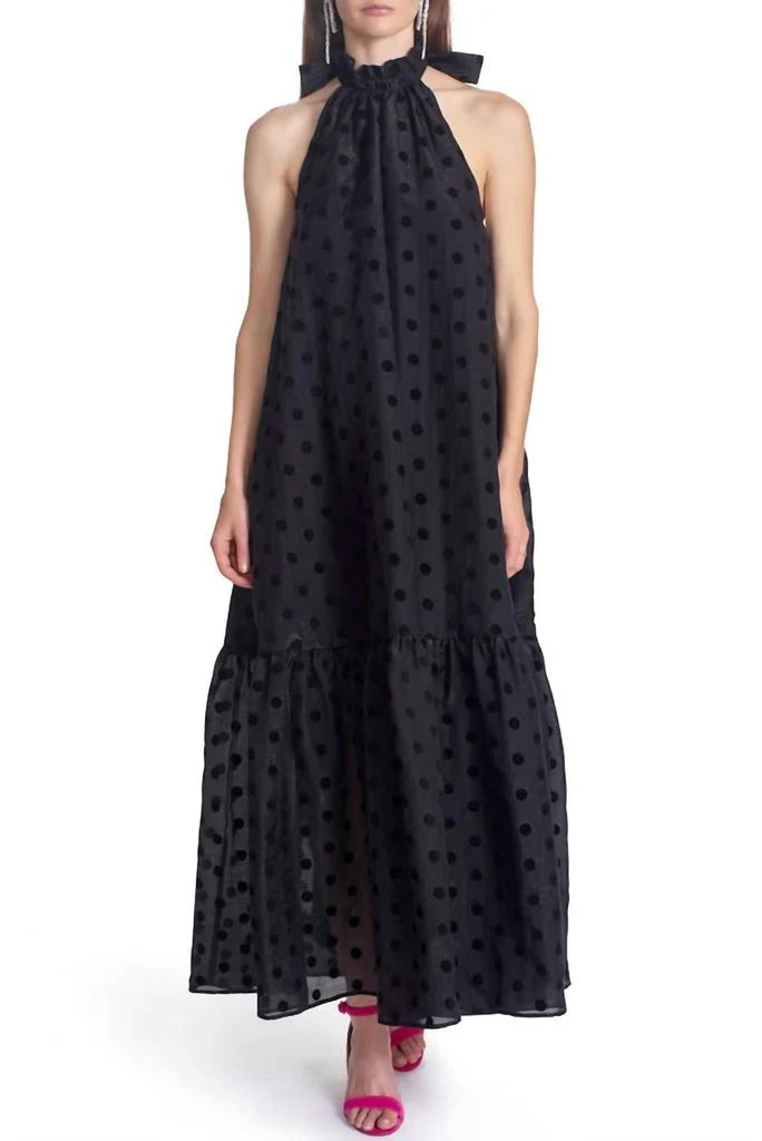 a line dress halter neck Polka Dot Halter Neck A-Line Dress main image 0