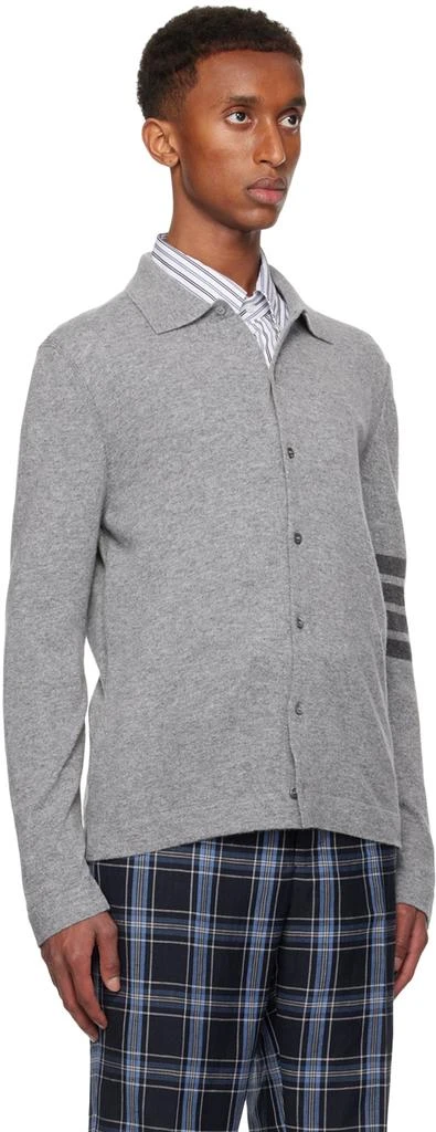 Thom Browne Gray Cashmere Jersey Stitch 4-Bar Cardigan 2