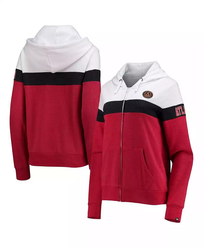 5th & Ocean Women's White Atlanta United FC Fleece Colorblock Full-Zip Hoodie Jacket