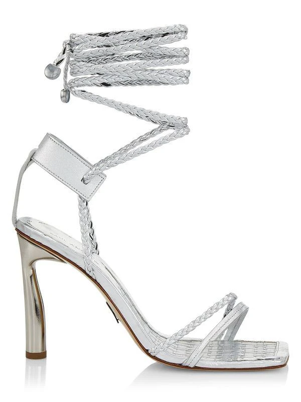 Paul Andrew Braided Leather Lace-Up Sandals 1