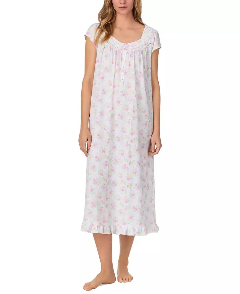 Eileen West Women's Cotton Cap-Sleeve Long Nightgown 1