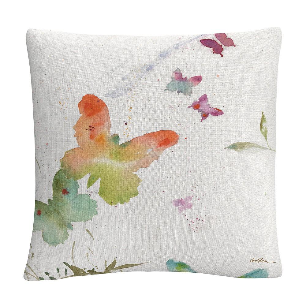 Baldwin Sheila Golden Butterfly Expression Abstract Modern Decorative Pillow, 16" x 16"