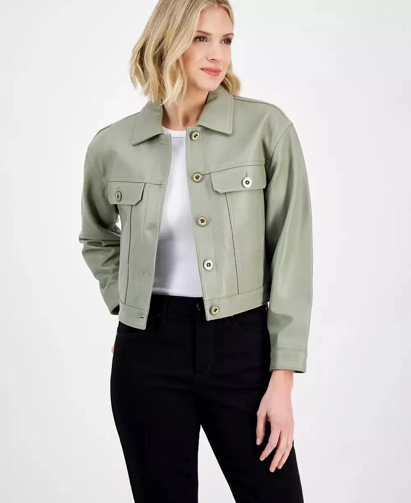 Michael Kors Women's Button-Front Leather Jacket 2