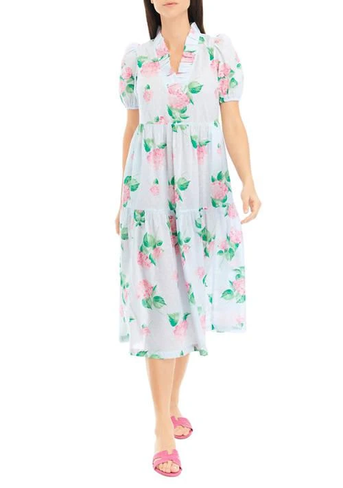 Crown & Ivy™ Ivy Womens Short Sleeve Midi Ruffle Neck Printed Dress 1