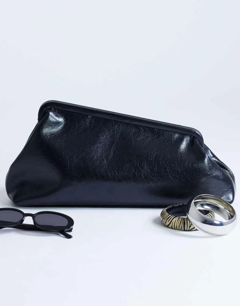 Topshop Topshop Anna angular clutch bag in black 2