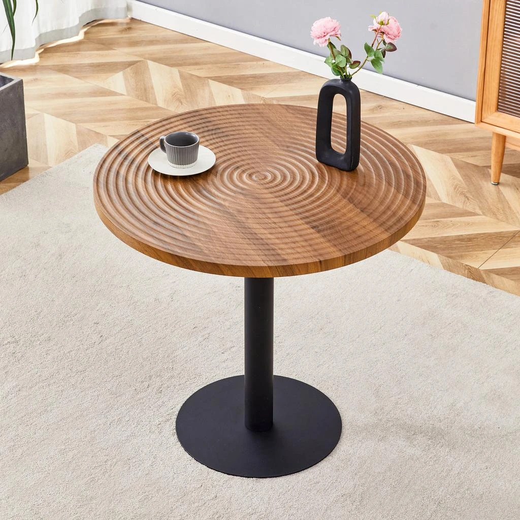 Streamdale Furniture Streamdale Dark Wood Grain Round Dining Table - 31.5 Inch, Black Metal Stand.