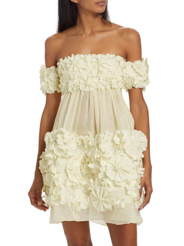 Zimmermann Harmony Floral Appliqué Off-the-Shoulder Minidress 1