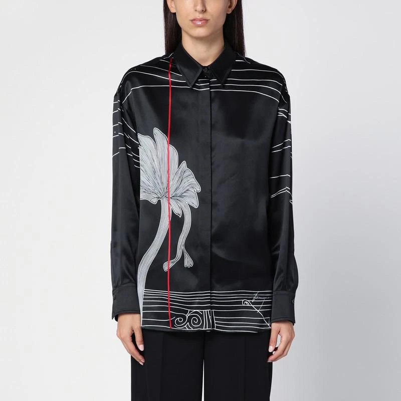 Salvatore Ferragamo Black silk satin shirt 1