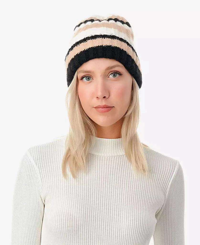 MARCUS ADLER Women's Stripe Ribbed Knit Cuff Beanie 2