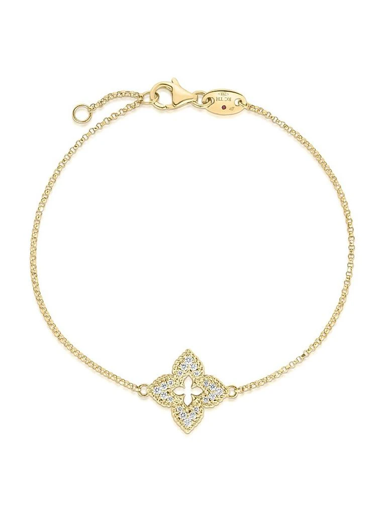 Roberto Coin Small 18K Yellow Gold 
0.15 TCW Diamond Venetian Flower Bracelet