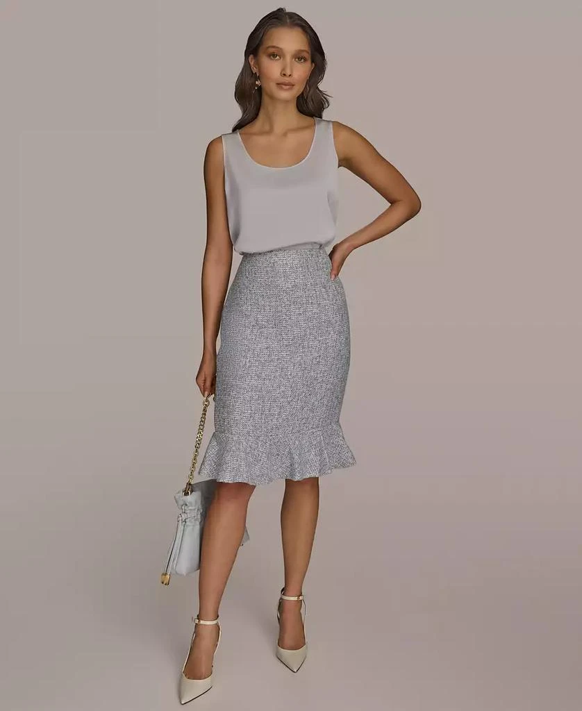 Donna Karan Women's Tweed Ruffle Hem Skirt, Regular & Petite 4