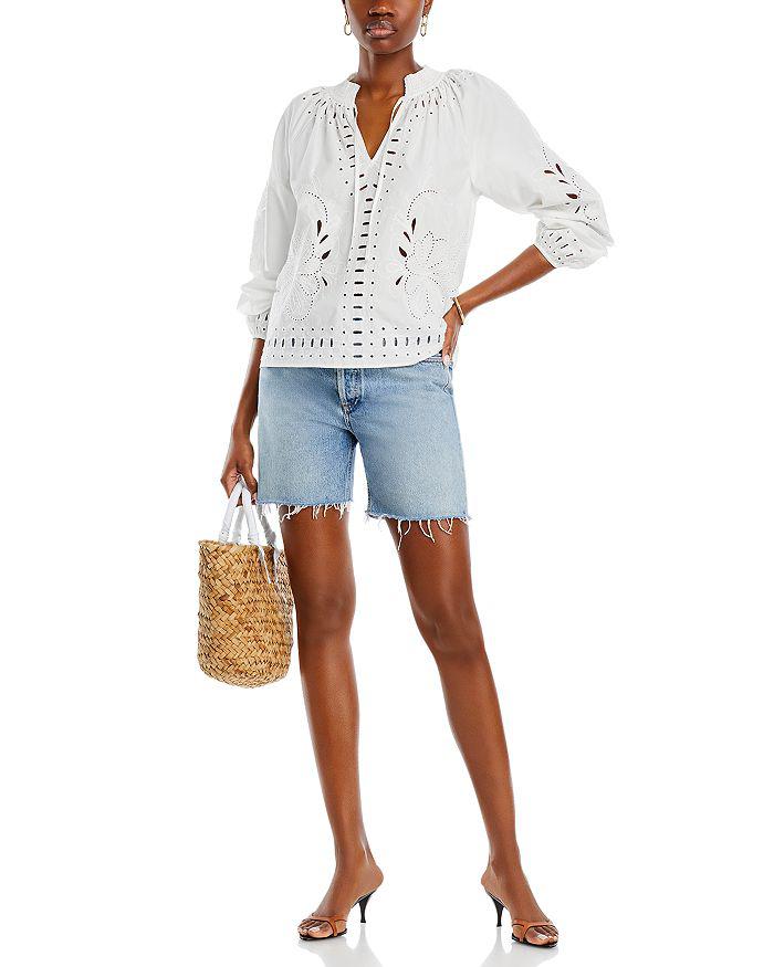 Rails Lucinda Eyelet Balloon Sleeve Cotton Top