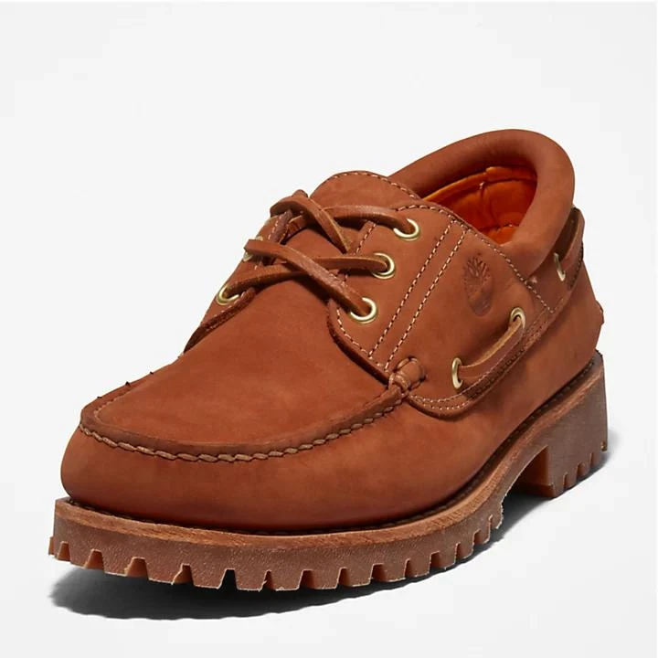 Timberland Timberland® 3-Eye Lug Handsewn Boat Shoe for Men in Brown 8