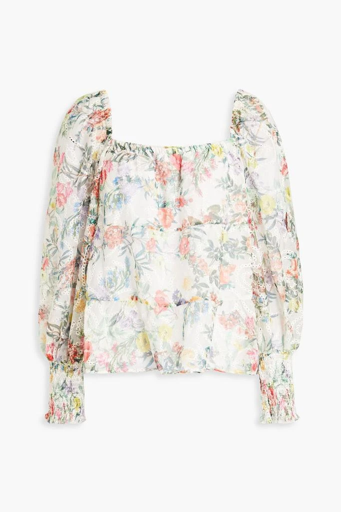 Alice + Olivia Rowa floral-print broderie anglaise chiffon blouse 1