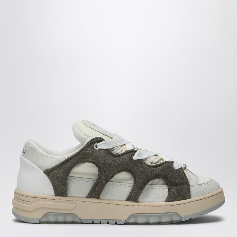 Santha Model 1 dark green/white mesh and suede sneaker