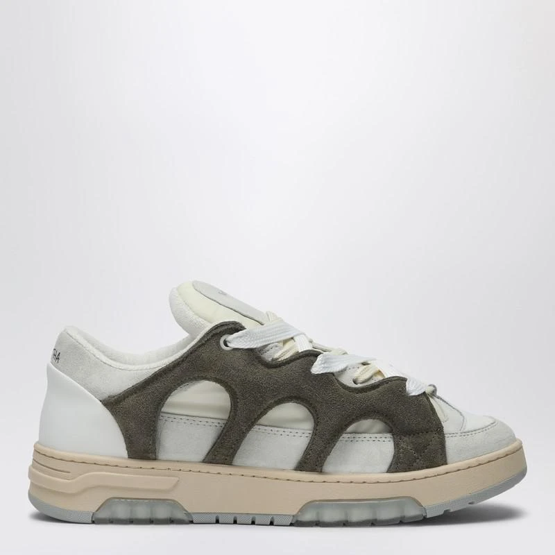 Santha Model 1 cream/navy blue mesh and suede sneaker 1