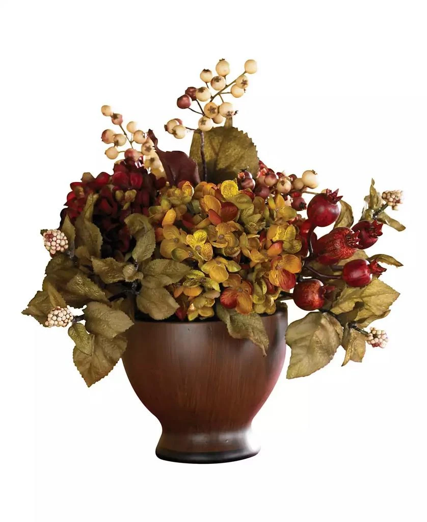 NEARLY NATURAL Autumn Hydrangea w/Round Vase