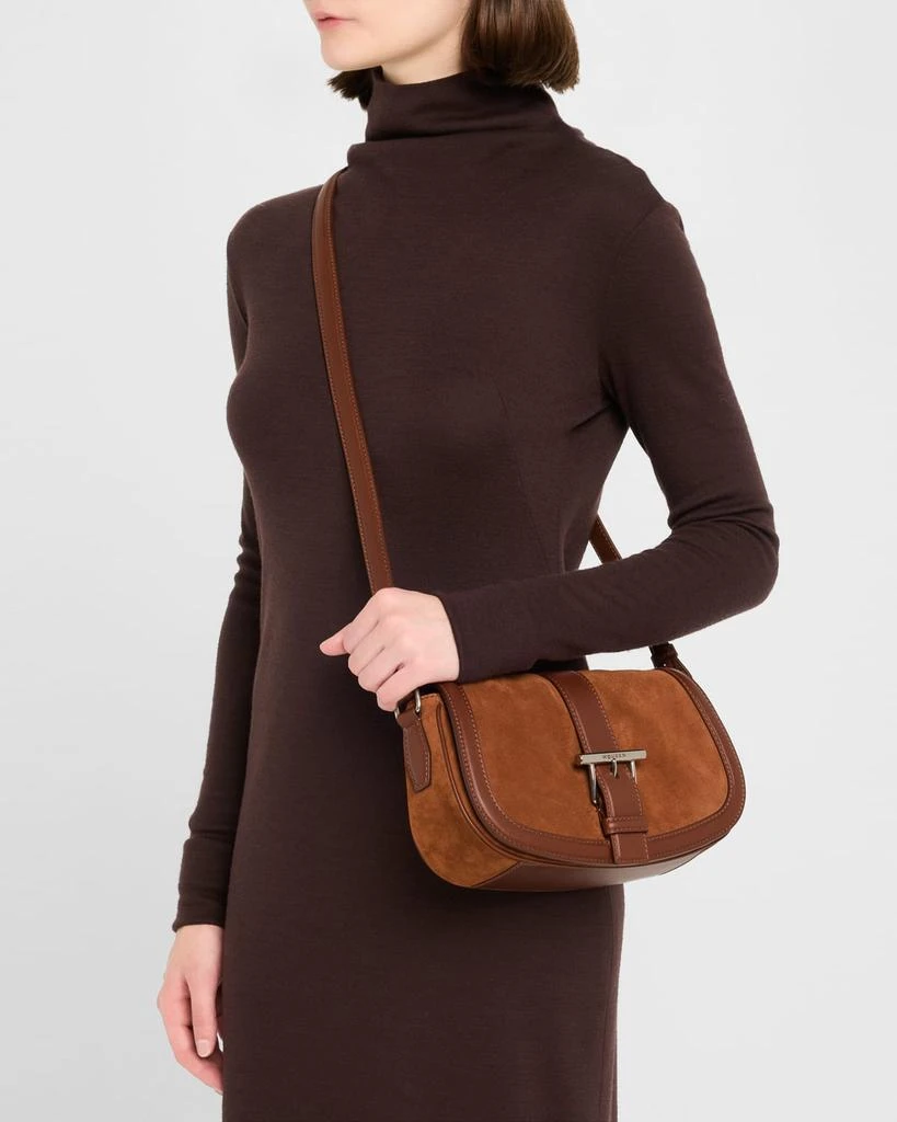 McQueen T-Bar Saddle Suede & Leather Crossbody Bag 2