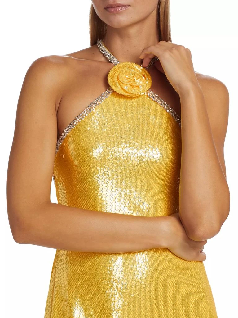 Naeem Khan Halter-Neck Sequin Rosette Minidress 6