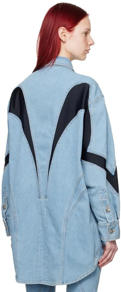 Mugler Blue Paneled Denim Shirt 3