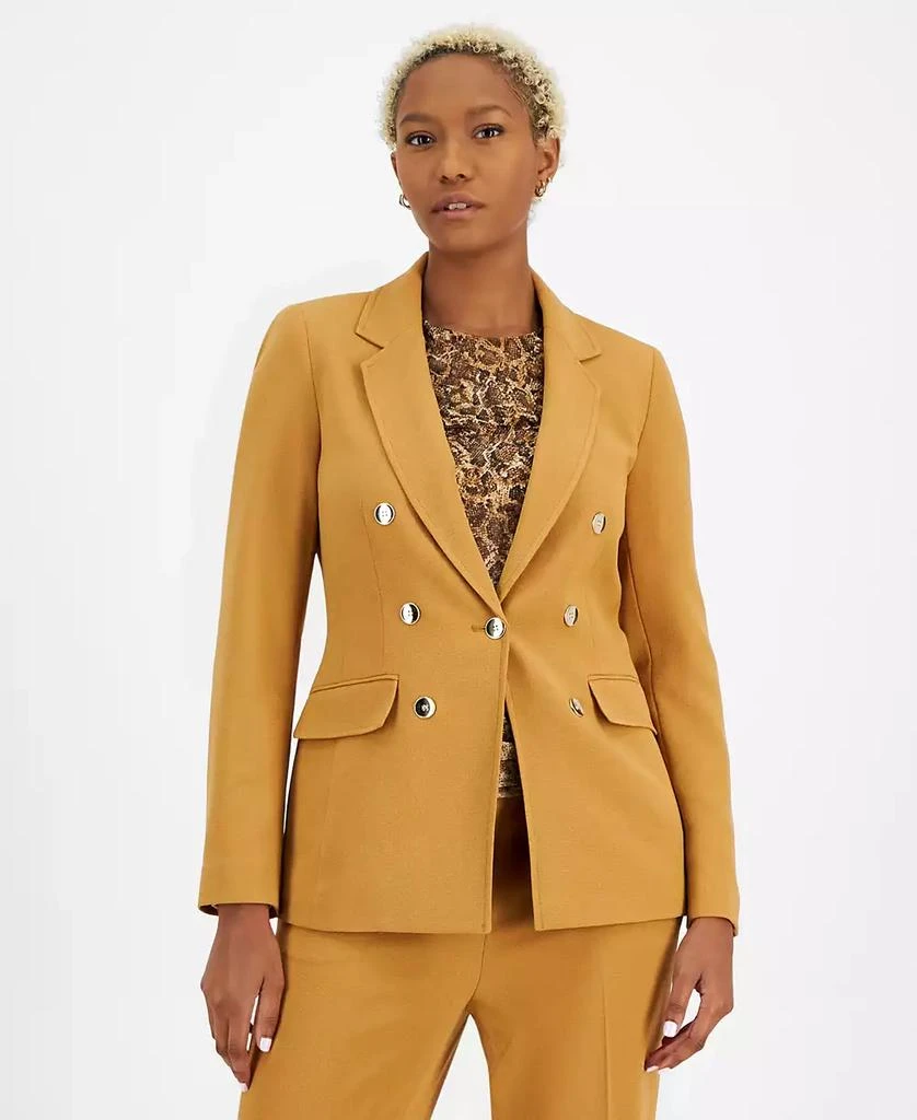 Shop Women's Textured Crepe Notch-Lapel Faux-Double-Breasted