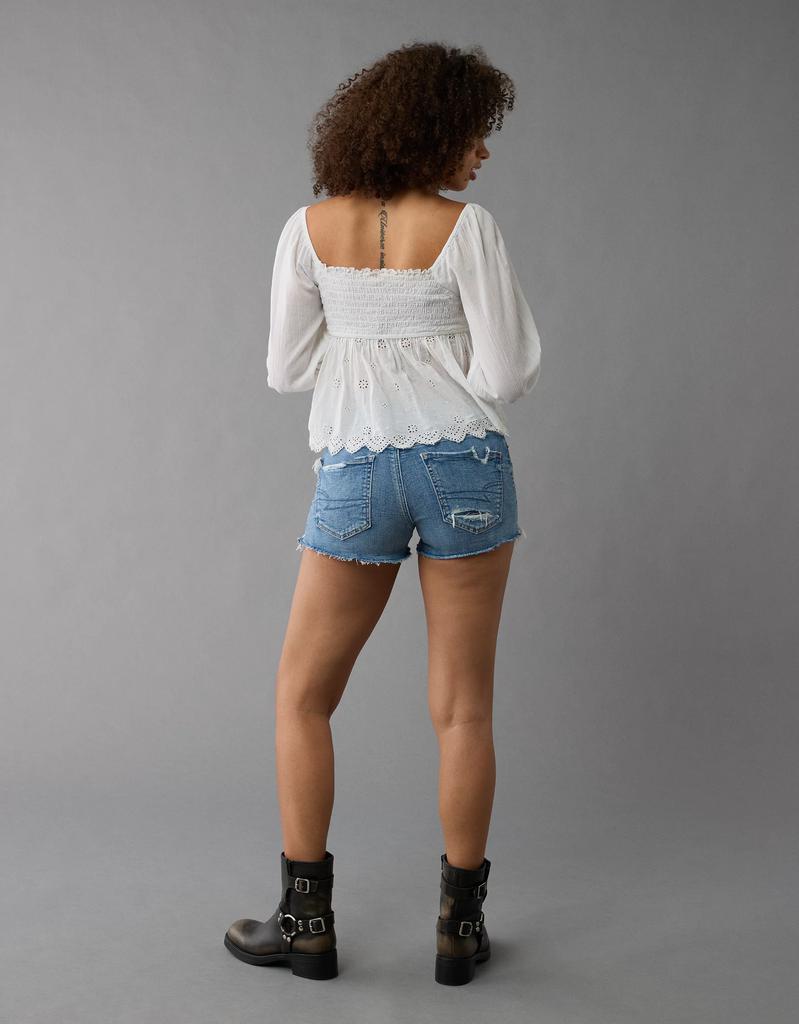 AE AE Next Level Curvy Ripped High-Waisted Denim Short Short