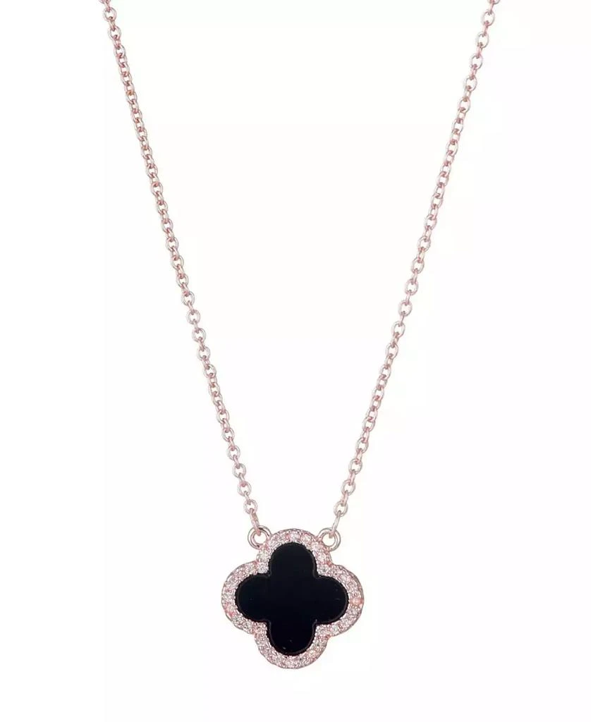 ADORNIA Rose Gold CZ Black Clover Necklace