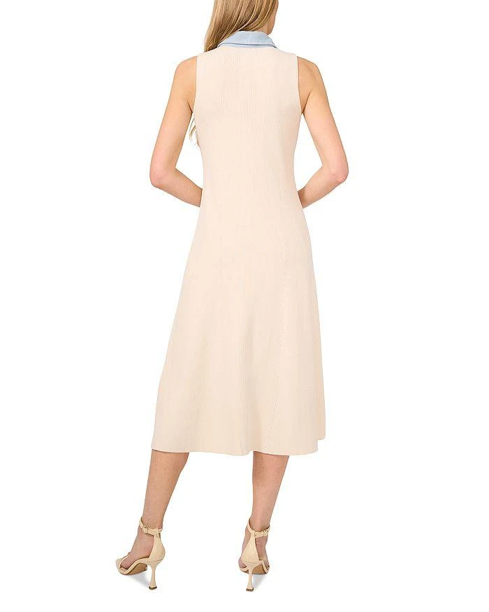 CeCe Denim Trim Ribbed Midi Dress 2