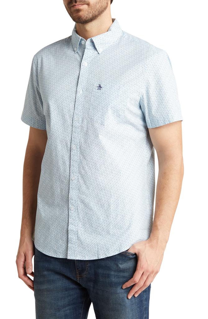 Original Penguin Slim Fit Geometric Dot Print Poplin Button-Up Shirt